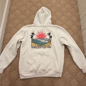 Sunset Surf Graphic White Hoodie